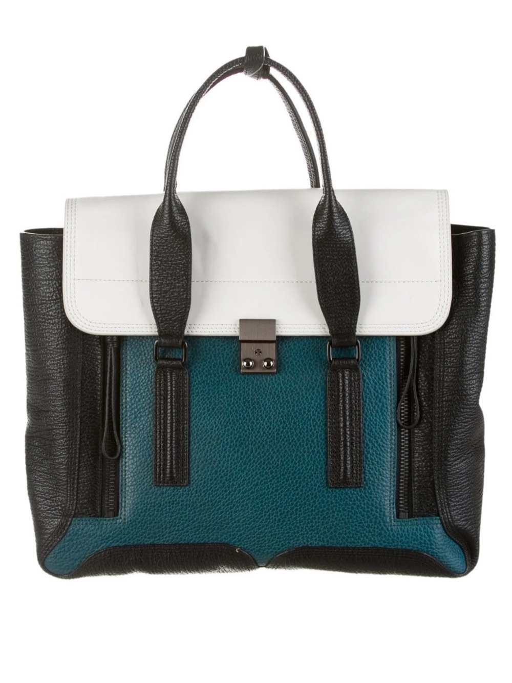 3.1 PHILLIP LIM Tricolor Embossed Leather Large Pashli Satchel